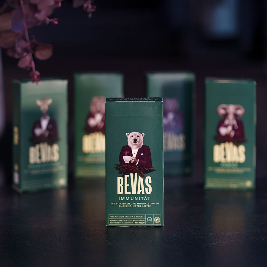 Immunity coffee blend from BEVAS in the German packaging