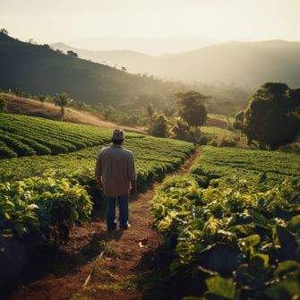 Image of man in coffee field